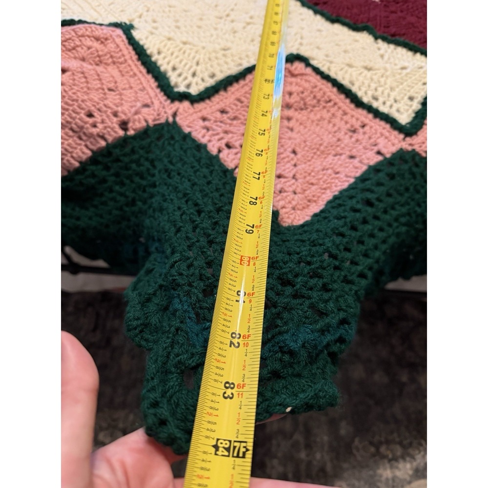 Vintage Large Crochet Prairie‎ Star Afghan Throw Multicolored 84"x84" Blanket - Picture 5 of 8